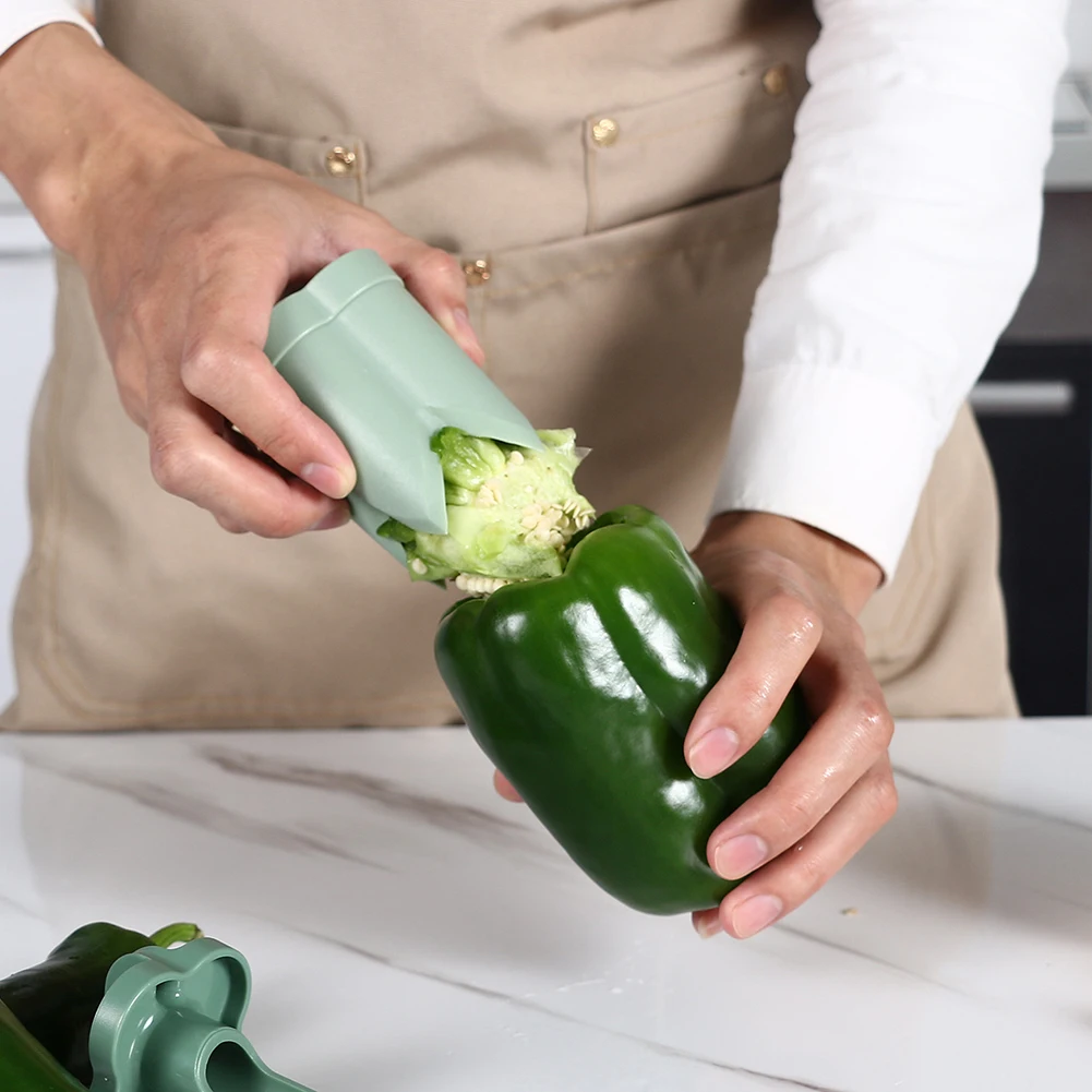 

Pepper Seed Corer Remover Upgraded 2-in-1 Pepper Cutter Deseeder Effortlessly Streamline Kitchen Prep for Faster Meal
