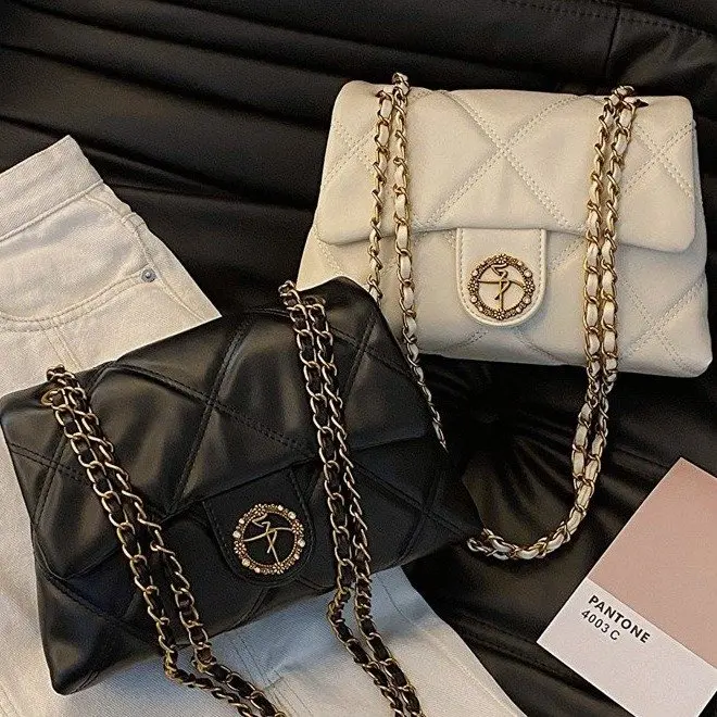 

‌2025 Korean Underarm Bag Women PU Diamond Quilting Chain Triple Carry Chic