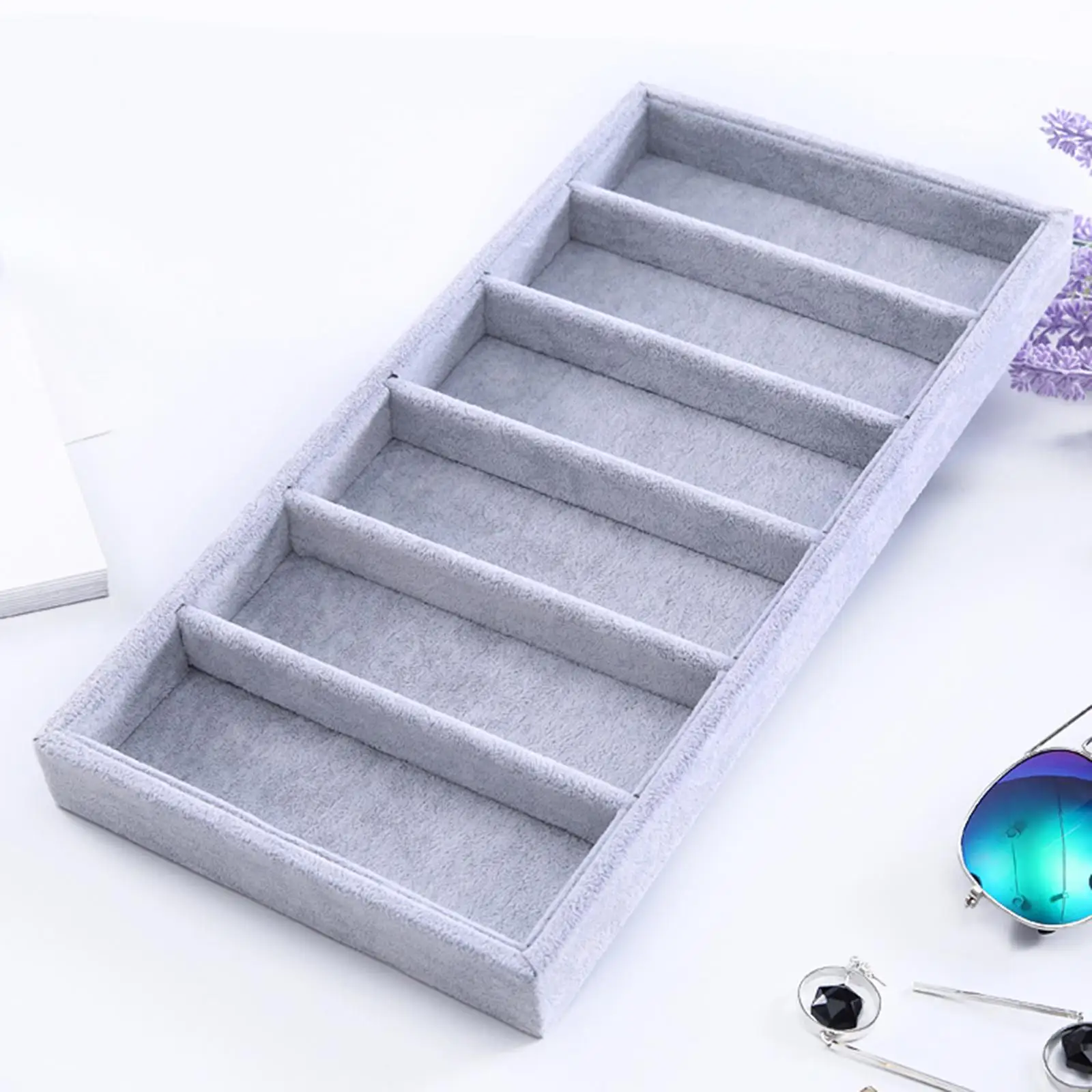 Glasses Organizer Tray 6 Slot Glasses Holder Organizer Jewelry Holder Container Display Box Stackable Eyewear Display Holder