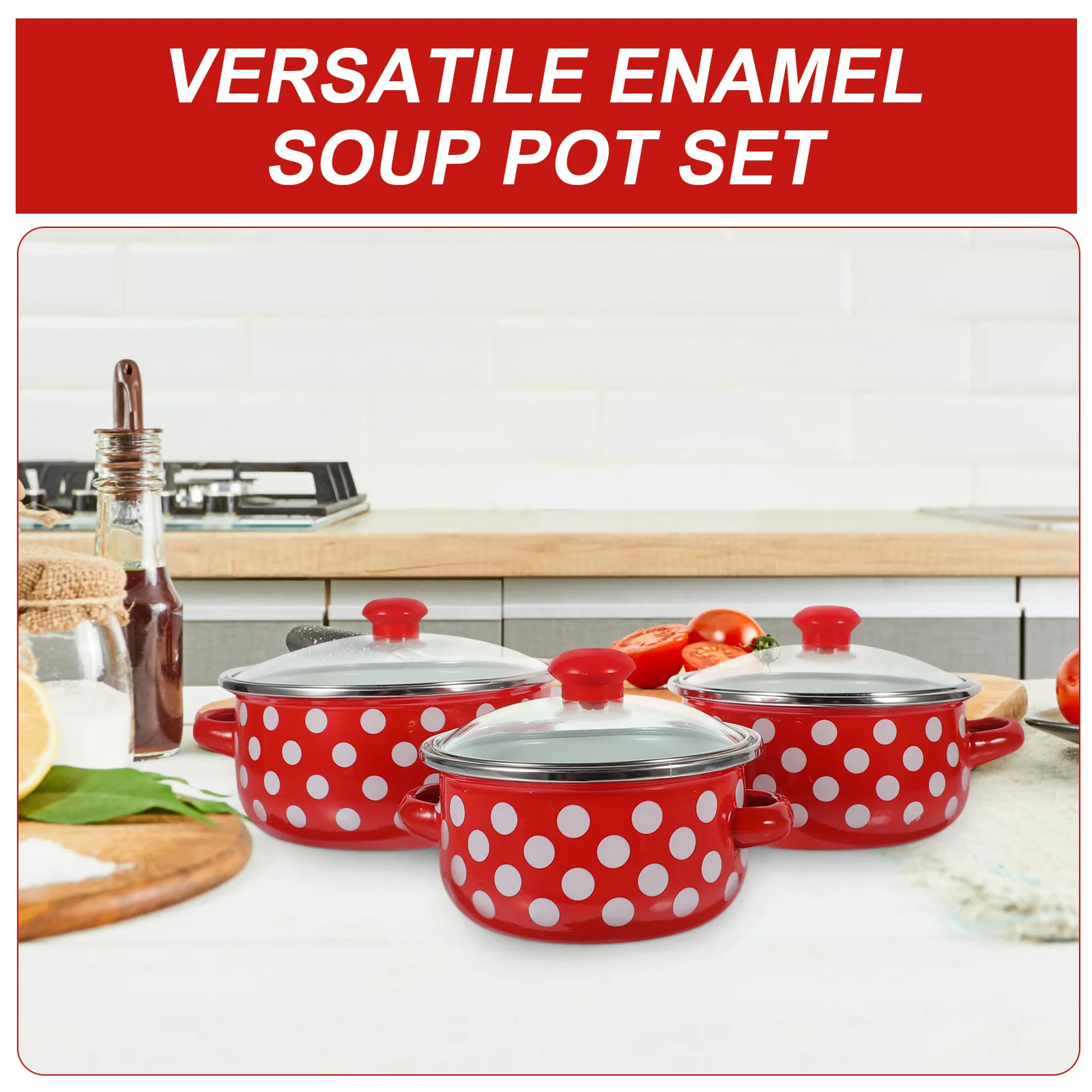 

1Set Mini Soup Pot Set Enamel Cooking Pots with Handles Non Stick Flat Bottom for Home Kitchen Use Stew Noodles Boiling Milk