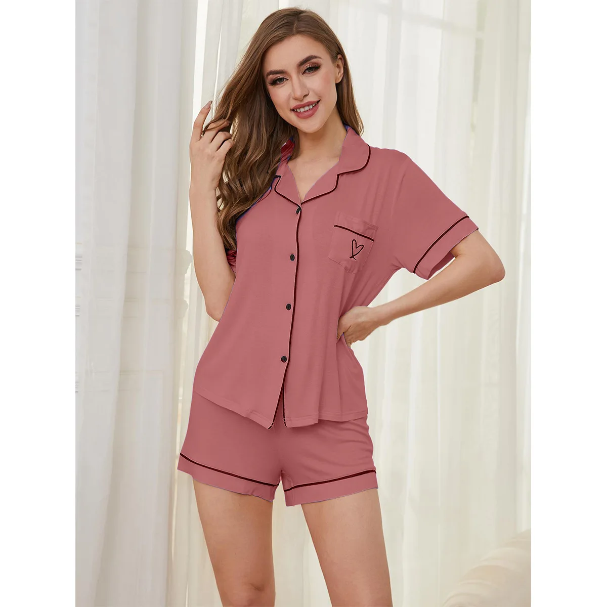 

New pajamas women's summer basic short-sleeved shorts women's home service suit