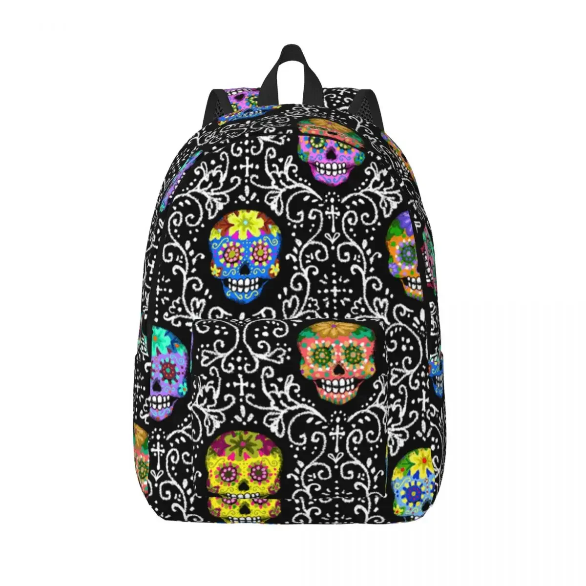 Sugar Skull Backpack Middle High College School Student Face Bookbag Men Women Daypack Durable