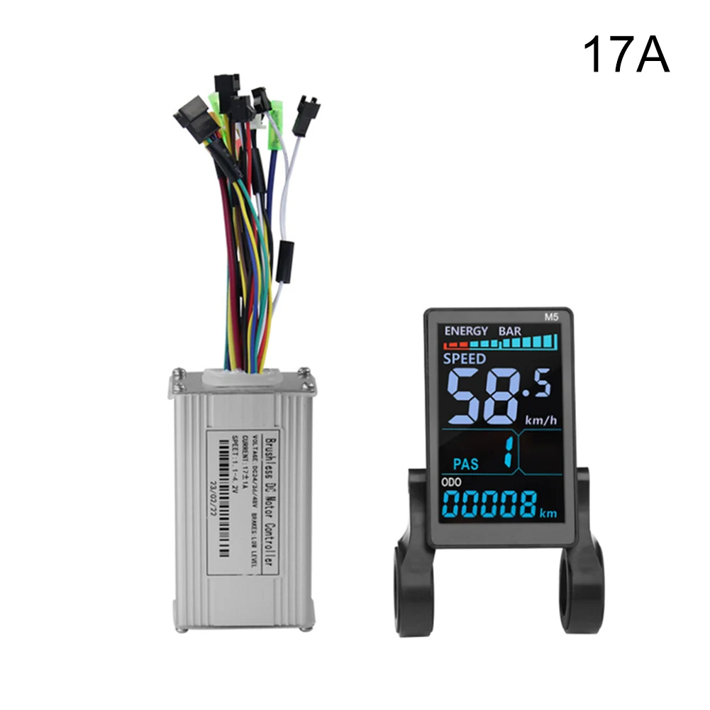 

M5 Electric Bike Instrument Panel and 1735A Sine Wave Tri Mode Controller Compatible with 24V/36V/48V Systems and Motor Currents