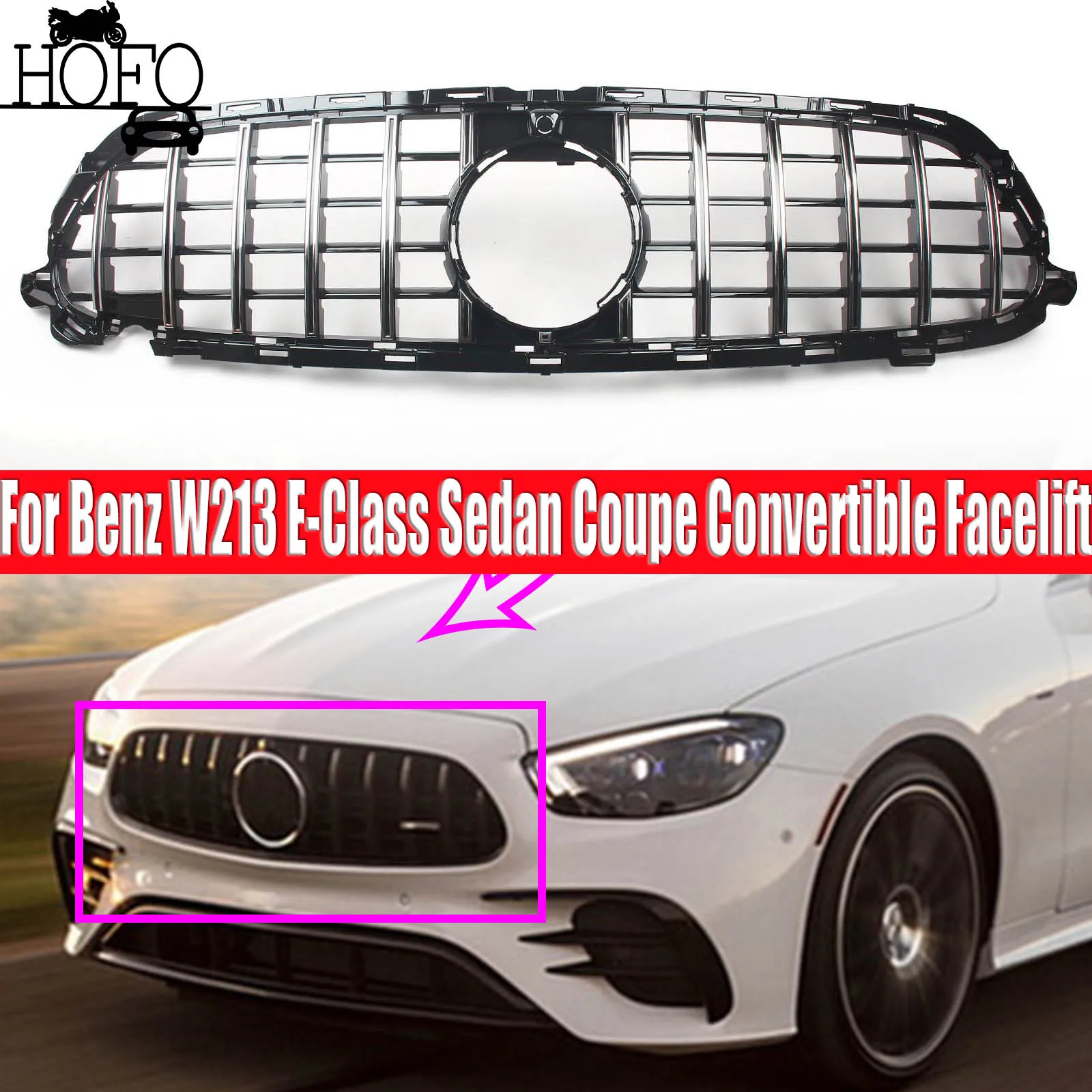 

GT Front Bumper Grille For Mercedes Benz W213 E-Class Sedan Coupe Convertible Facelift 2021-ON