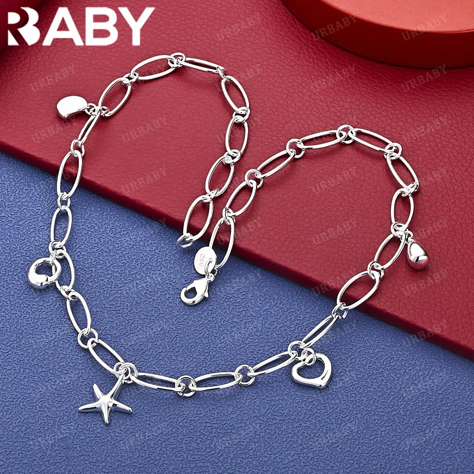

URBABY 47cm 925 Sterling Silver Chain Necklace Anniversary Gift Popular Wild Fashion Romantic Jewelry
