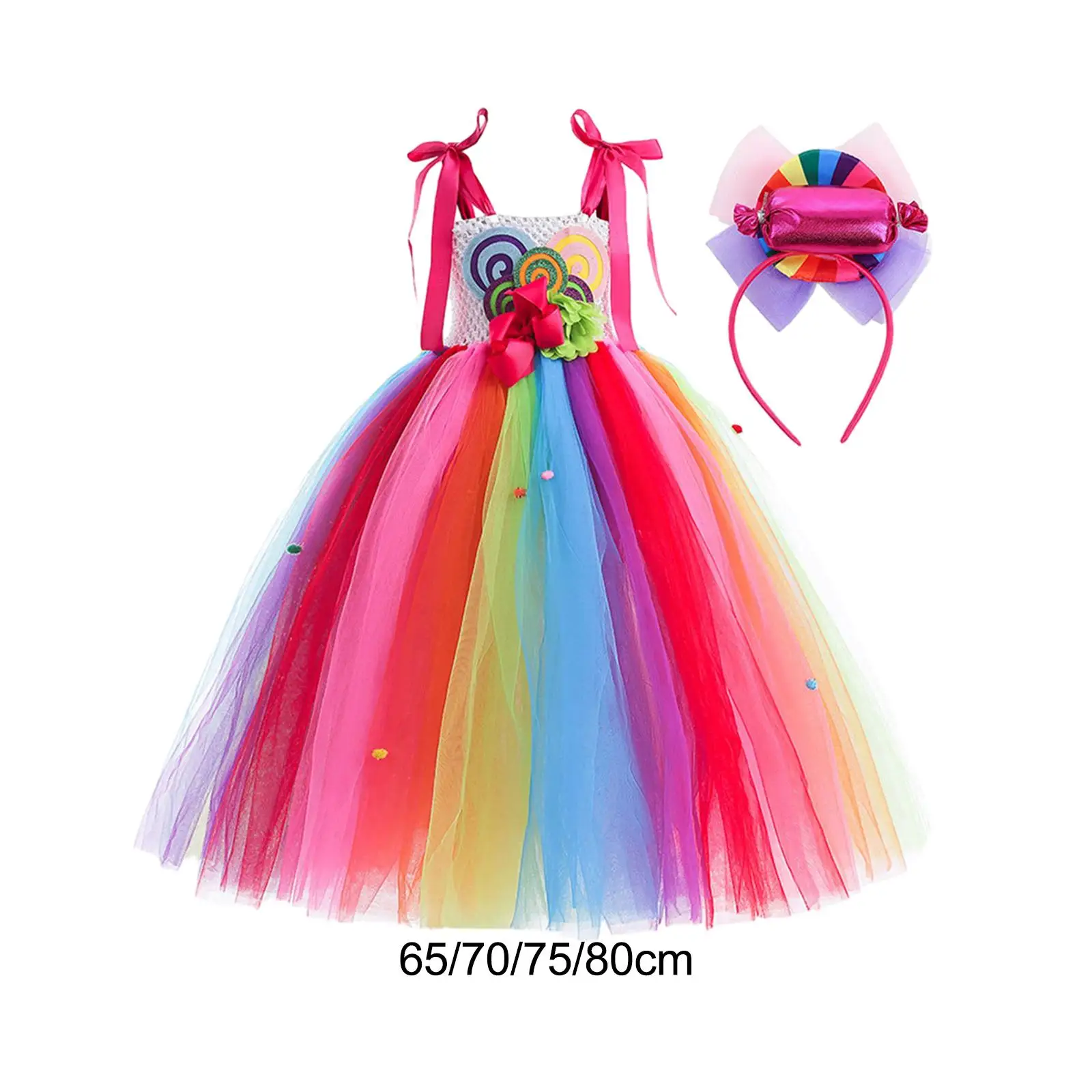 Vestido doce para meninas vestido extravagante colorido vestido arco-íris vestido de tule para Halloween