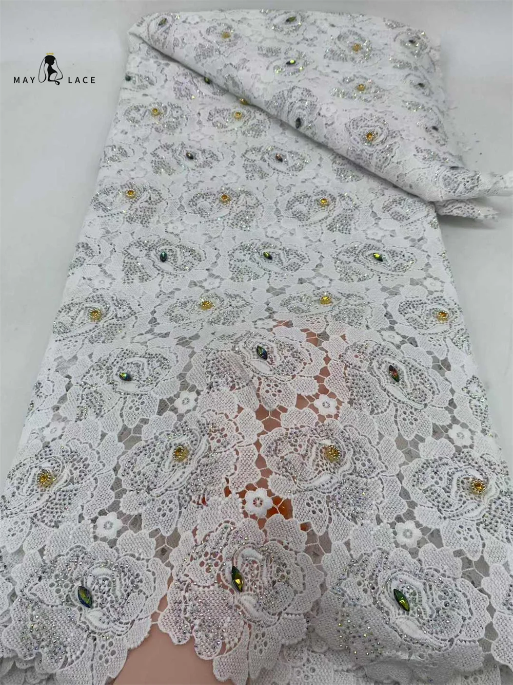 Neuester Cord-Guipure-Spitzens – Crystal Mesh Fabric Bewertung und Preis