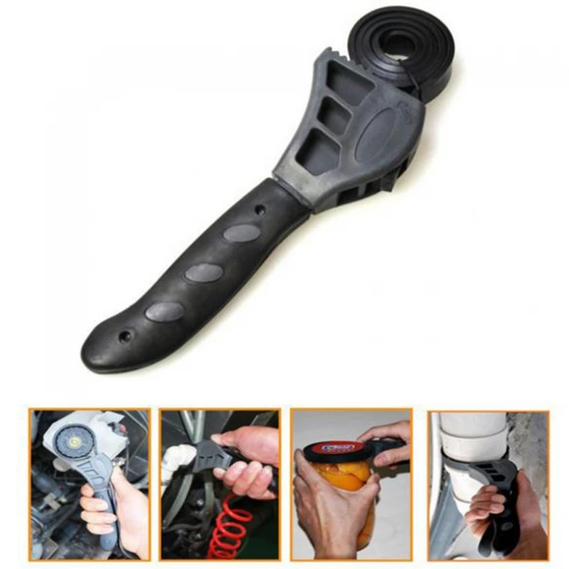 

2 in 1 500mm Adjustable Belt Wrench Bottle Opener Tool Rubber Strap Spanner Oil Filter Puller Spanner Auto Car Repair Hand Tool