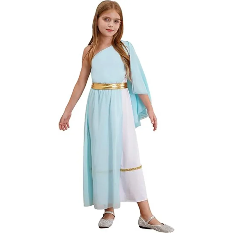 

Halloween Roman Goddess Greek Queen Cosplay Dress Ancient Toga Costume Girls Mythology Olympus Style Historical Reenactment