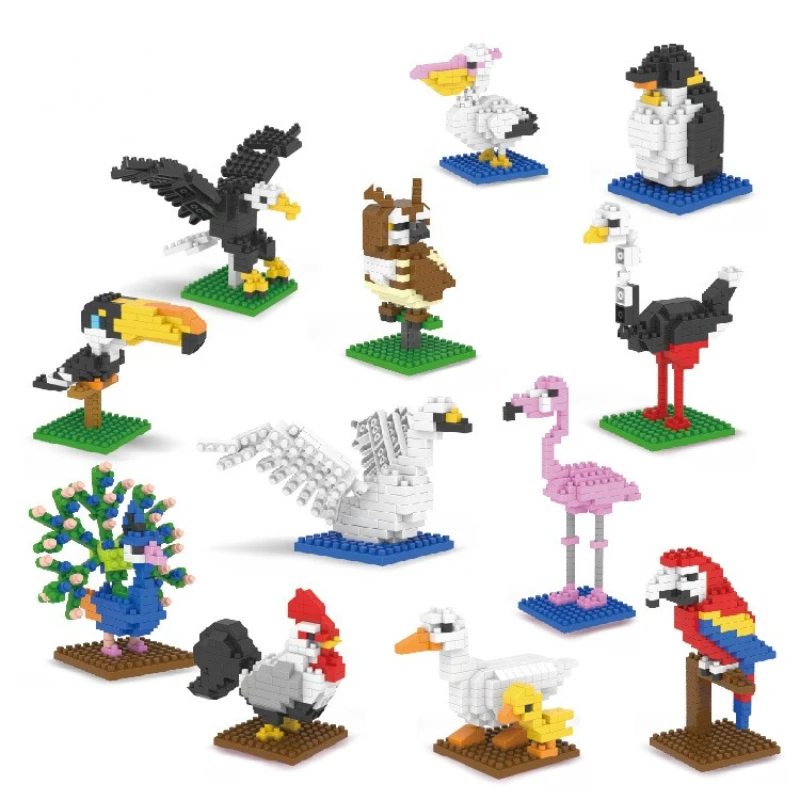 

Cartoon Animals Rabbit Fox Panda Diamond Building Block Monkey Flamingo Hedgehog Forset Zoo Street View Mini Bricks Puzzle Toys