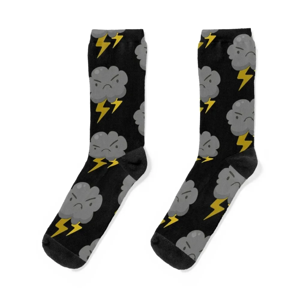 

Angry Cloud With Lightning Thunderstorm Weather Socks Argentina FASHION Men Socks Luxury Brand Women's