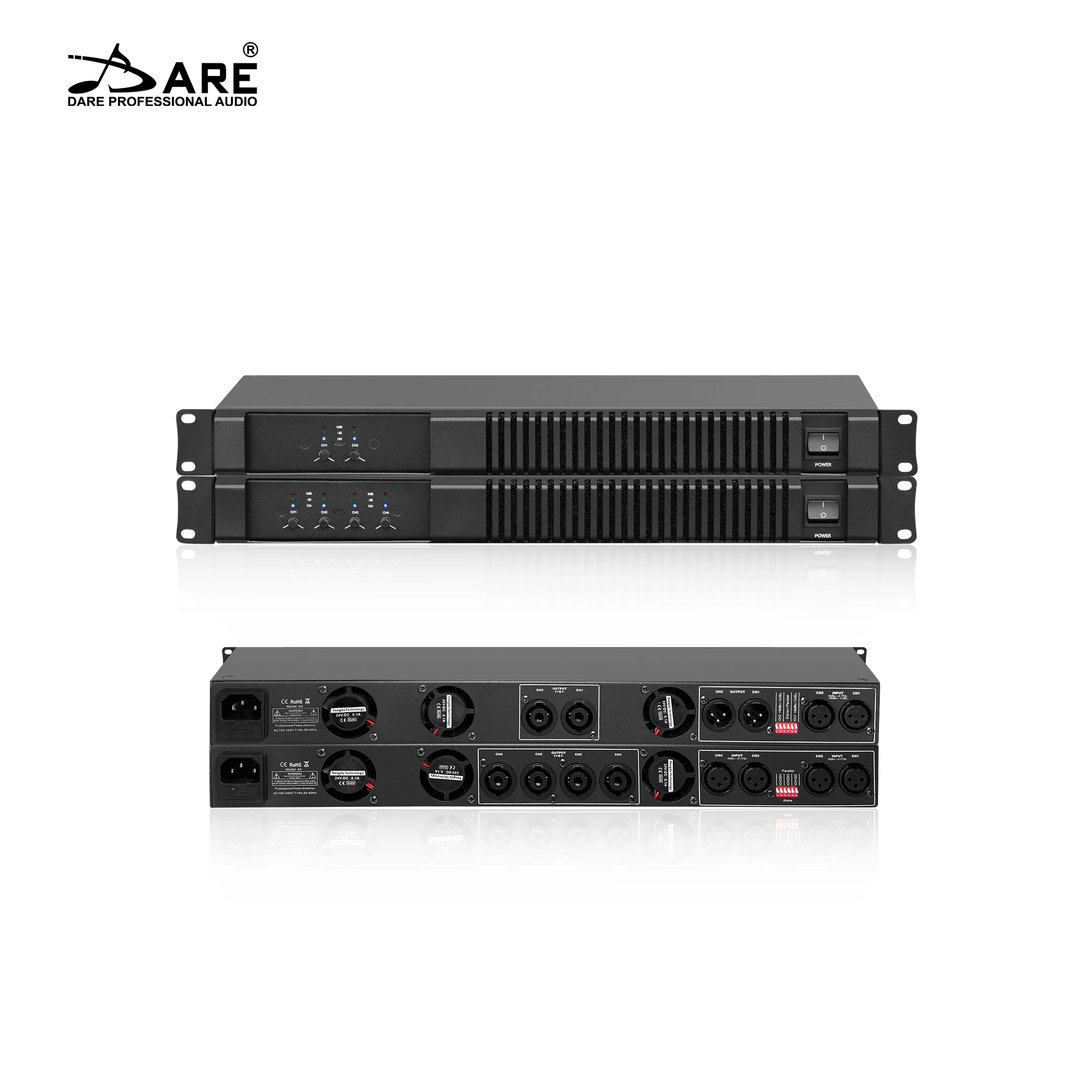 4800W 1U 2/4 channels Professional Audio 1U Power Amplifier for Line Array Subwoofer Speakers