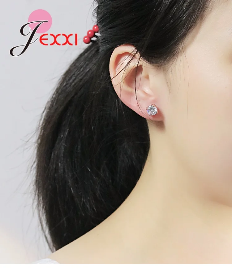 Newest Trendy Stud Earring 100% 925 Sterling Silver Cubic Zirconia For Women Ladies Pretty Anniversary Gifts Fashion