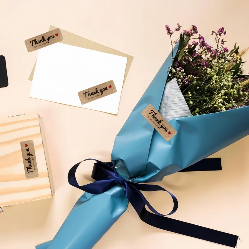 120 Pz/rotolo Rettangolare Carta Kraft Vintage Grazie Adesivi Confezione Regalo FAI DA TE Decorazione per Regali Fatti A Mano Etichetta Affari