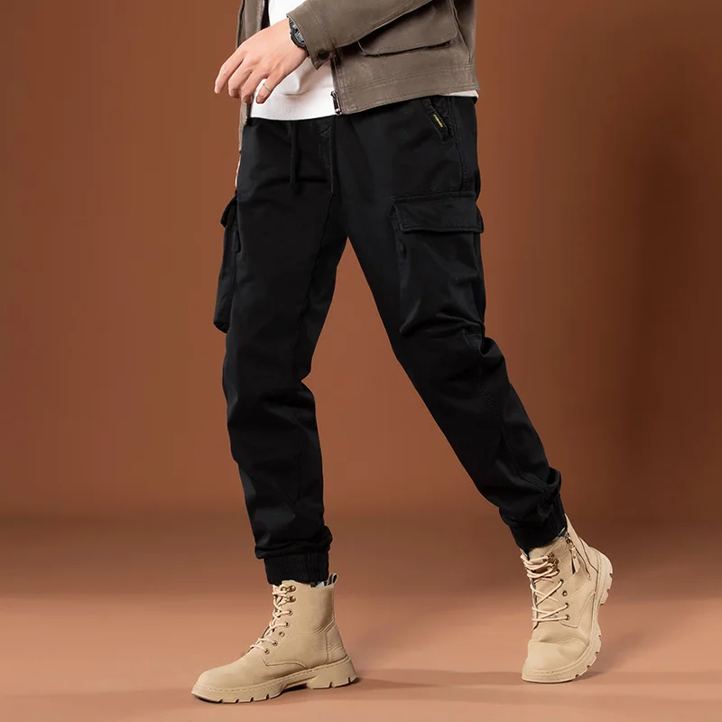 2023 Autumn/Winter Retro Casual Multi Pocket Cargo Warm Pants Wear Resistant Outdoor Cotton Man Trousers Thicken the Fleece