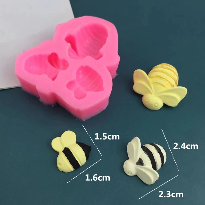 3D Honeybee Keychain Earrings Silicone Mold DIY Honeybee Clay Epoxy Resin Accessories Silicone Moulds Cake Chocolate Molds