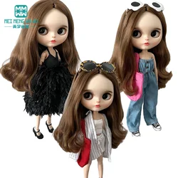 28cm Blyth Doll Clothes Fashion Feather Skirts, Striped Shirts, Denim Skirts for OB23 OB24 Azone Doll Accessories