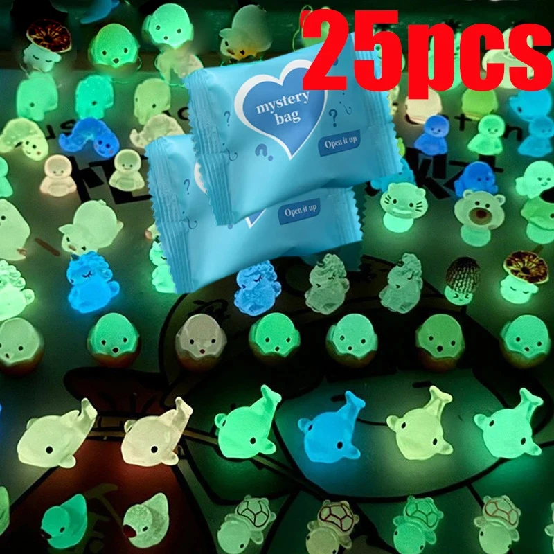 25pcs Mini Resin Night Light Blind Bag Animal Home Decoration Garden Landscape Animal Statue Model Blind Box Children's Gift