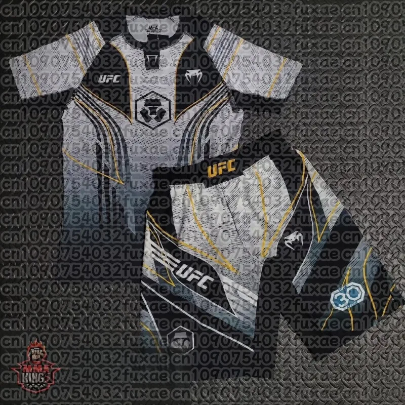 

UFC Top Fighter Islamic Makhachev Battle Event T-shirt and Shorts Men Breathable Jersey Wrestling Running Sweat-absorbing Suit
