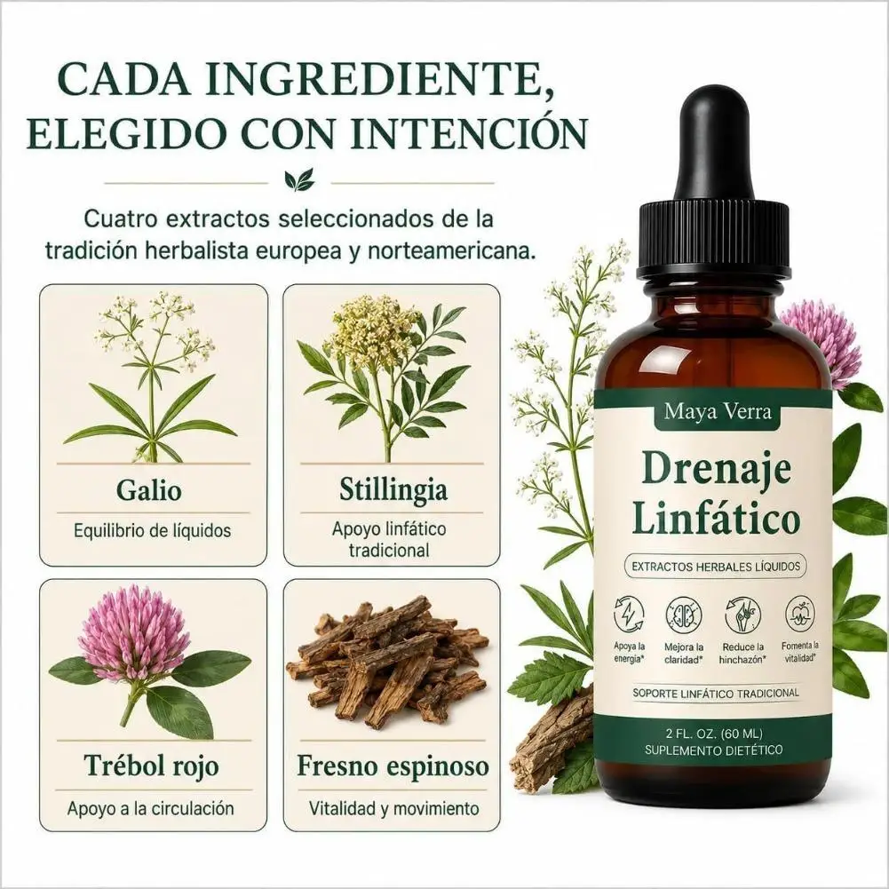 60ml Maya Verra Drenaje Linfatico Lymph Drainage Herbal Drops Natural Herbal Extract Supplement For Body Circulation Support
