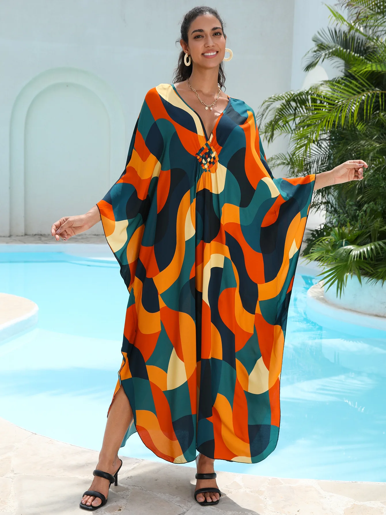 Beach Dresses Plus Size Kaftan Colorful Allover Print Moo Moos for Women Nightgown Summer Holiday Hot Sales 2026 New