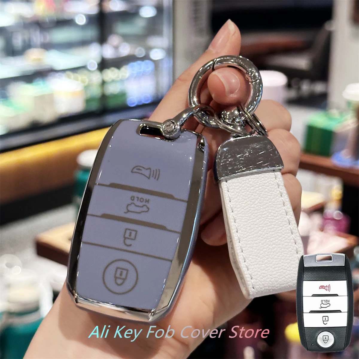 Key Fob Cover with Keychain Lanyard for Kia Forte Koup Niro Optima Rio Sorento Soul Sportage