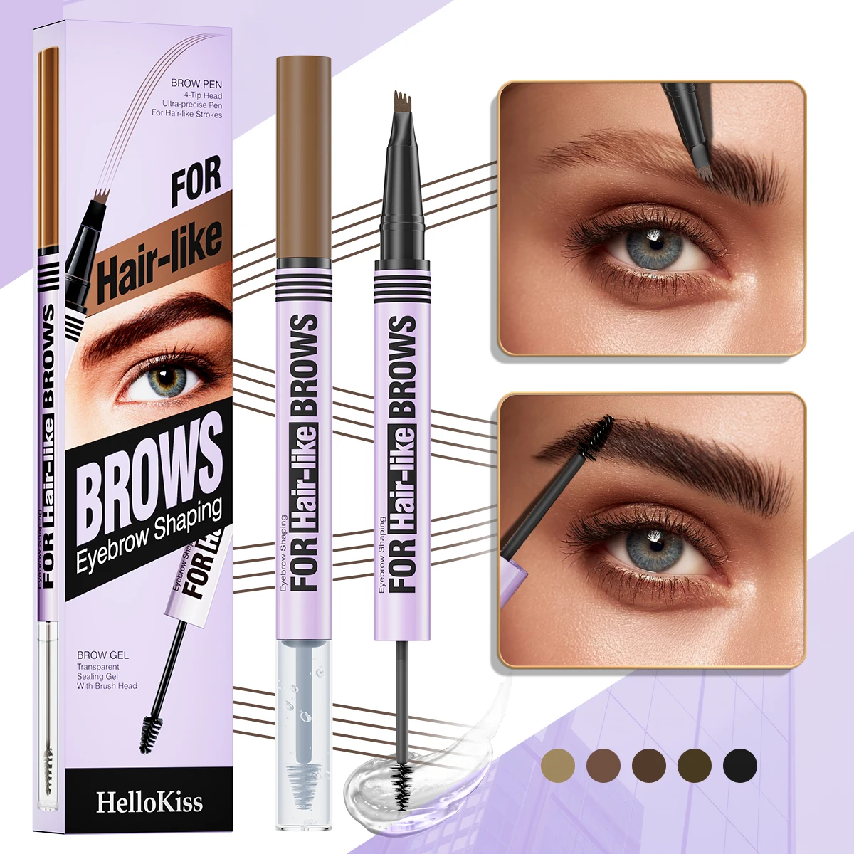 1 Stück doppelseitiger wasserfester Augenbrauenstift – lichtbeständig, präzise Anwendung für langanhaltendes Augenbrauen-Make-up