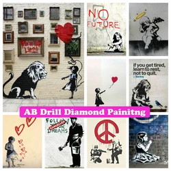 Banksy Graffiti Street 5D DIY AB Drills Diamond Painting Mosaic Cross Stitch Artwork Embroidery Handmade Rhinestones Home Decor