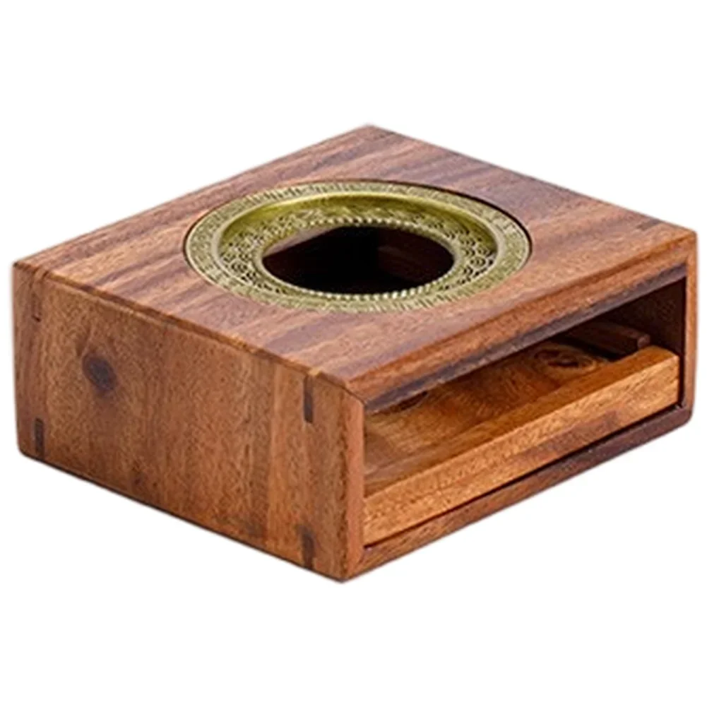 

For Flower Tea Warmer with Walnut Wood Candle Heater and Stainless Steel Ring for Various Tea Pots Compatibility