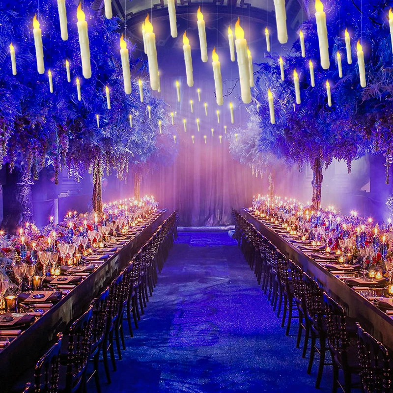 12/24/36Pcs Flameless Floating LED Candles Light With Magic Wand Remote Halloween Decoration Halloween Wedding Decor Party