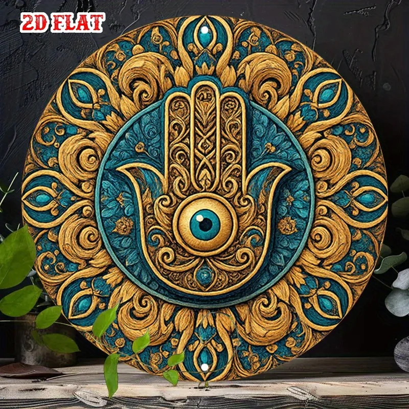 CIFBUY Vintage Aluminum Wall Art Waterproof Durable For Home Garage Cafe Indoor Outdoor Hamsa Evil Eye Decor Sign