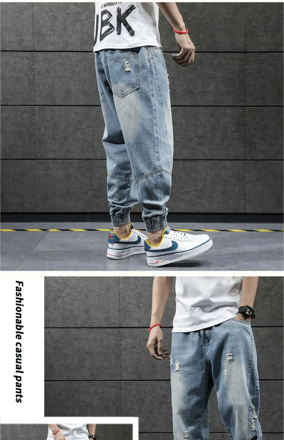 2024 New Hip Hop Harem Jeans Pants Men Loose Joggers Denim Casual Sweatpants Korea Ankle Length Trousers Streetwear Male Clothes