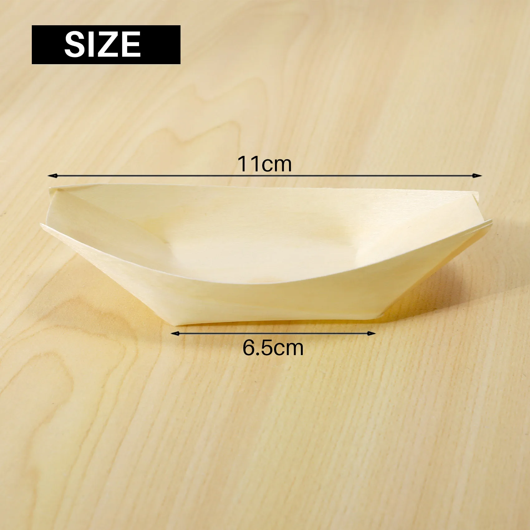 200X Finger foods-cuencos, "barco" madera Biodegradable 11 Cm X 6,5 Cm