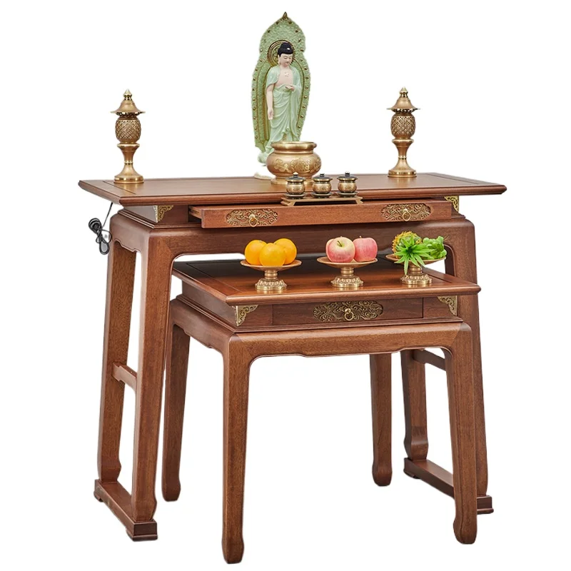 LMM solid wood new Chinese table Buddha table carving gilt Buddha table household simple