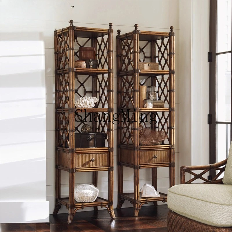 

CL old style study Bogu frame rattan bamboo floor solid wood bookshelf