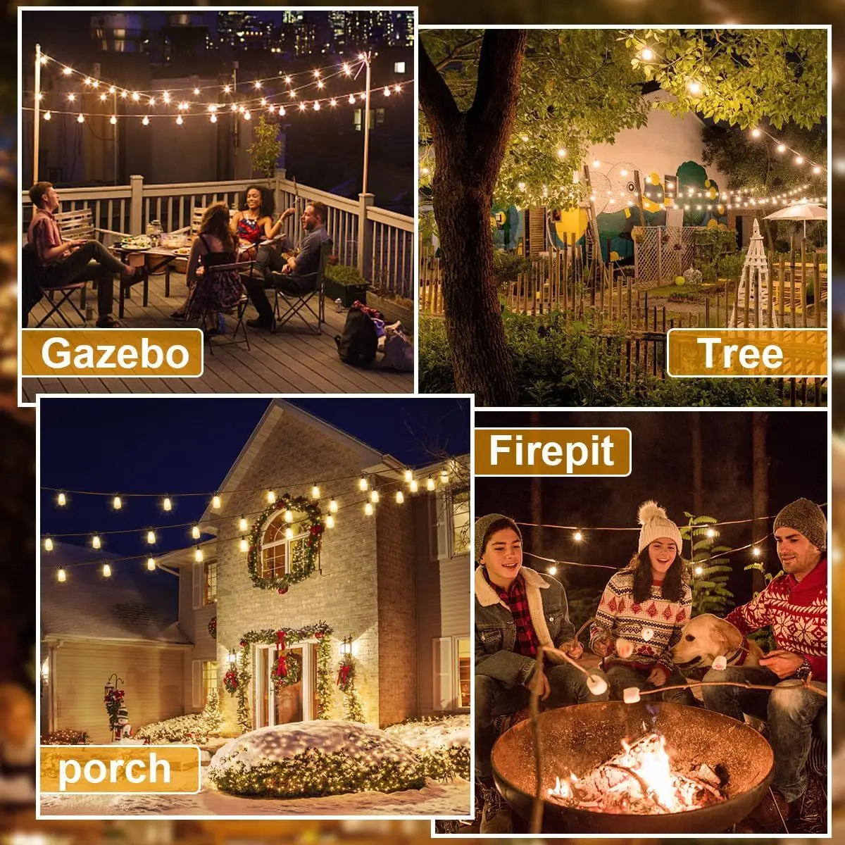 12M/9.5M Festoon Lights Solar Powered with Remote, ST38 Patio Lamp & LED IP65 Shatterproof Bulbs, 8 Light Modes for Garden Party