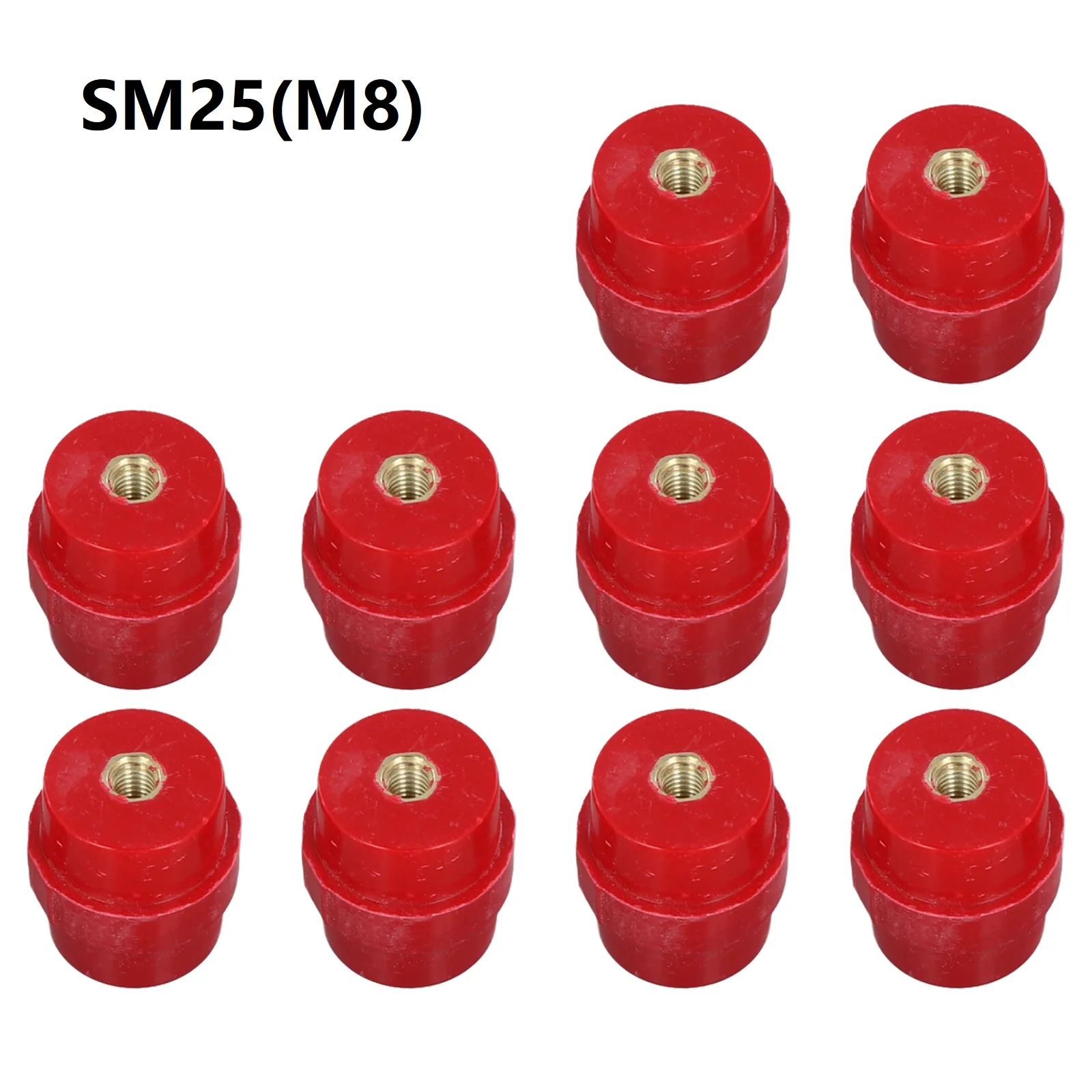 10pcs Red Busbar Insulators SM-25 for m6 BMC Material Cylindrical Spacer for Copper Aluminum Busbar Fixing in Power Cabinets