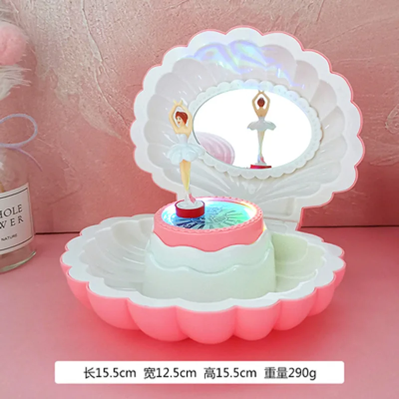 Shell modeling ballet girl music box with lights classic retro melody birthday gift holiday wedding party decoration couple