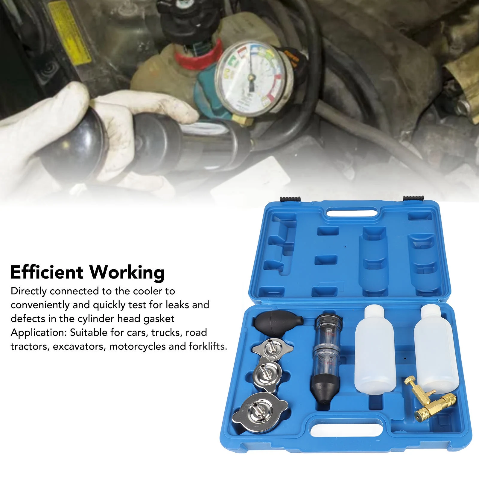 

8 шт., комплект тестера утечки горения, детектор утечек CO2 для автомобилей, грузовиков, дорожных тракторов, экскаваторов