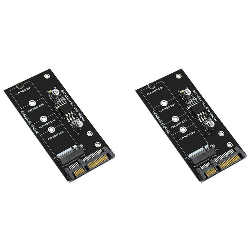 2X adaptor SATA M.2 ke adaptor SATA M.2 ke adaptor SATA M.2 NGFF konverter 2.5 inci kartu SATA3 kunci B untuk 2230-2280 M2