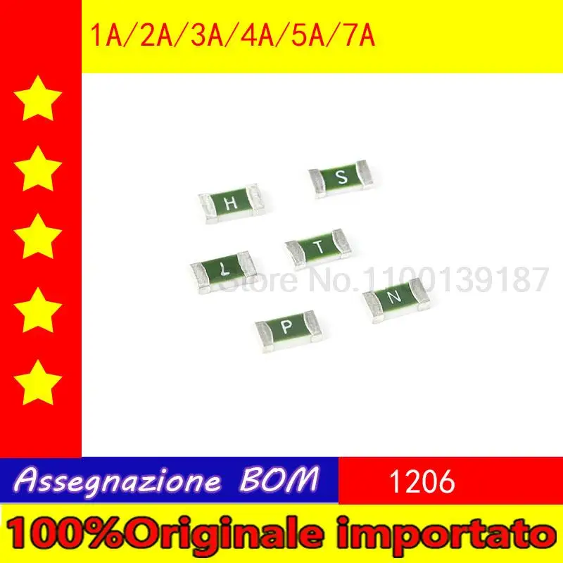 100pcs/lot Patch one-time fuse/insurance tube 1206 slow 1 a / 2 a / 3 a / 4 a / 5 a, 7 a (100)