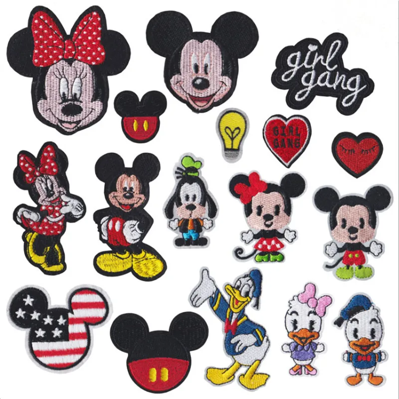 Mickey Minnie Mouse patch kawaiii Embroidery on Clothes Pants Cartoon Stickers Fusible Patch Garment Bag Decration Gift