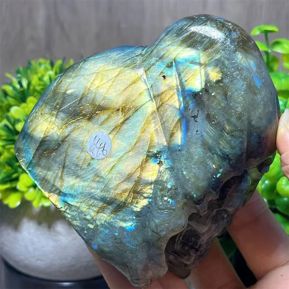 Crystal Natural Labradorite Blue Free Form Skull Rainbow Ball Flash Quartz Stone Reiki Spiritual Minerali Home Decoration Energy
