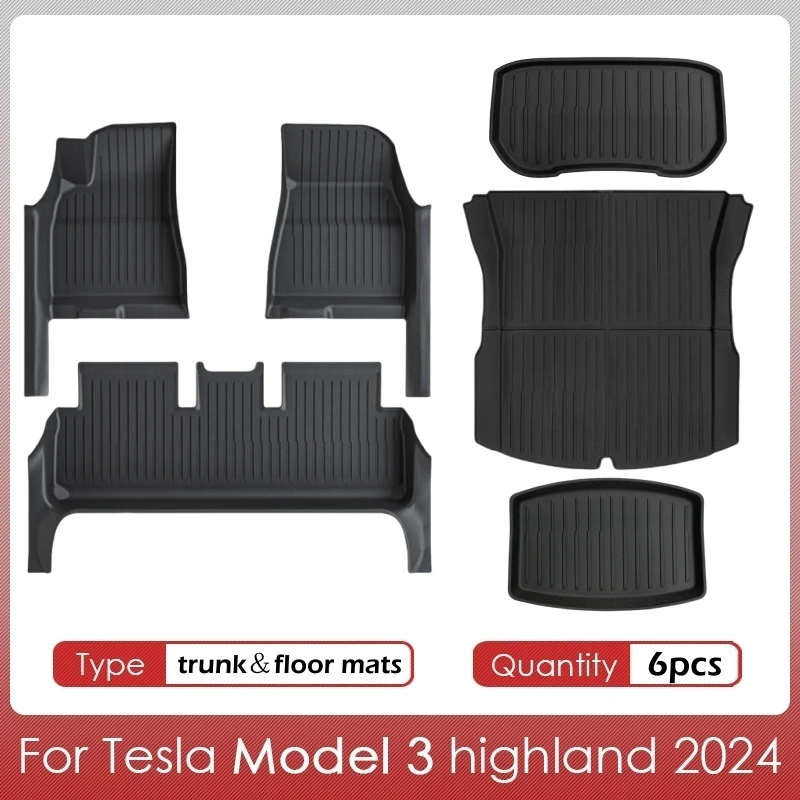 Für Tesla Model 3 2024 Highland Fußmatten mit Türschwellenschutz, Vollständige Bodenabdeckung, Vordere und Hintere Kofferraumauskleidung, Rücksitzmatten – Detail 8