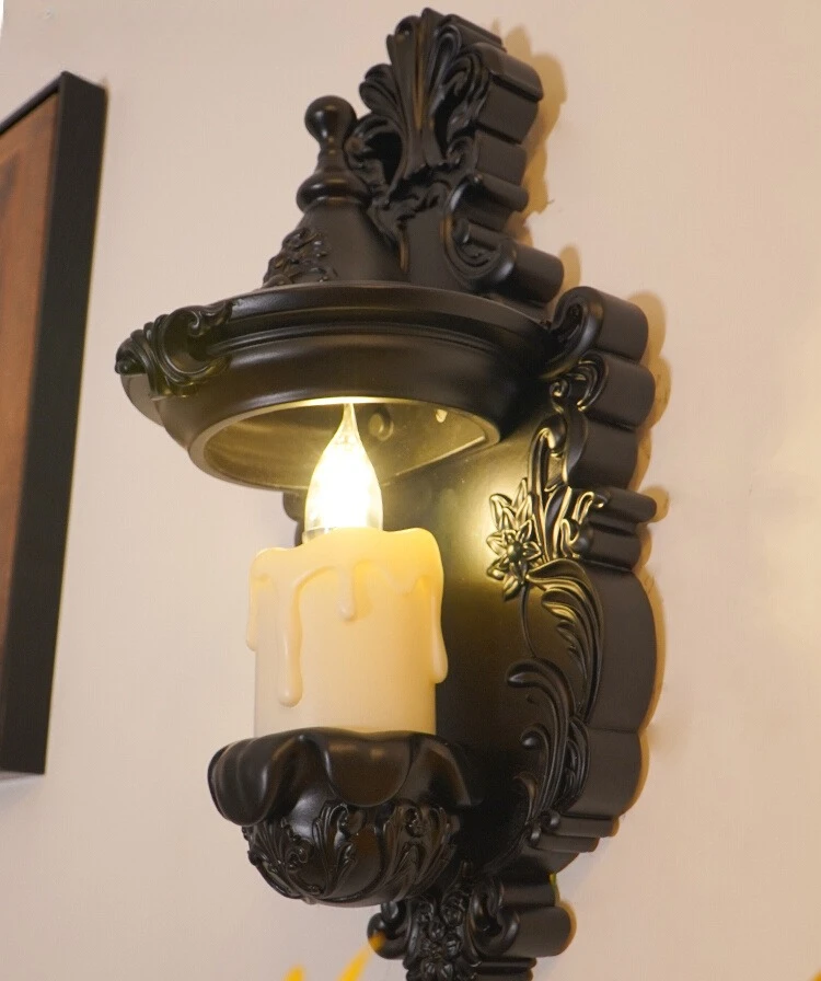 

French retro carved wall lamp designer medieval living room background wall aisle bedroom American decorative lamp