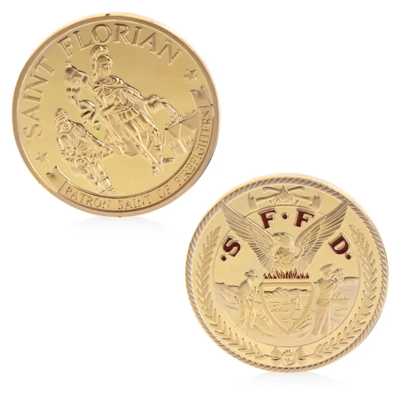 Commemorative Coin Collection, Artwork Plating, Golden Florian Firefighters