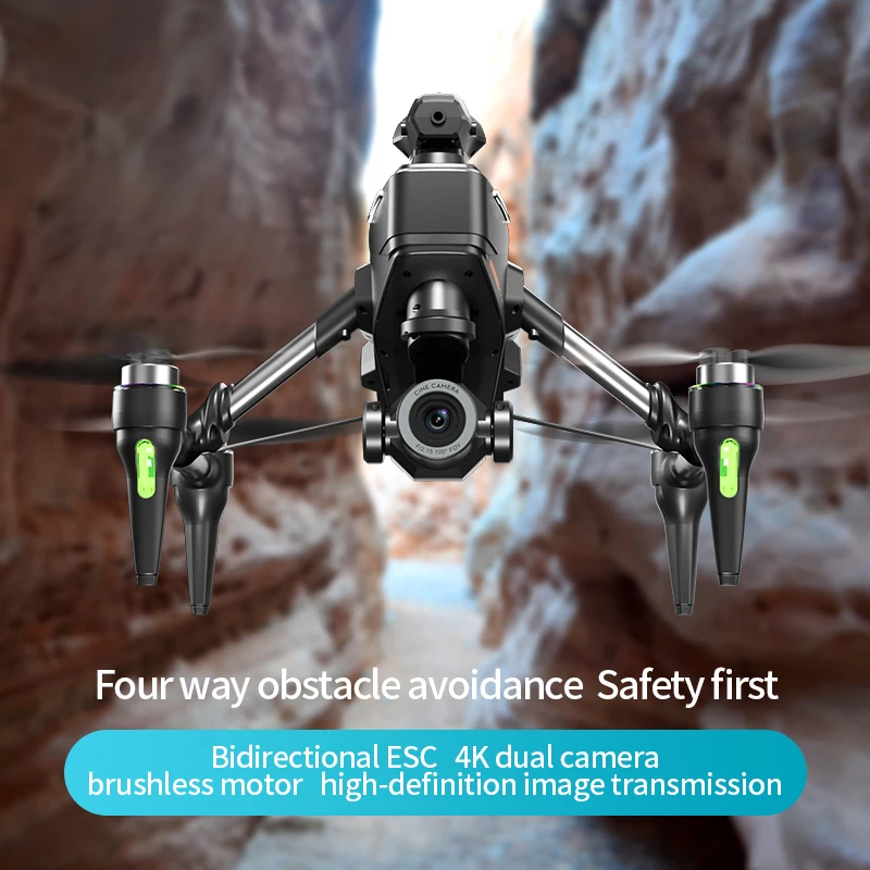 H34 RC Drone 4K HD Dual Camera Professional with Light Wifi FPV Foldable Obstacle Avoidance Optical Flow RC Quadcopter Toys Gift