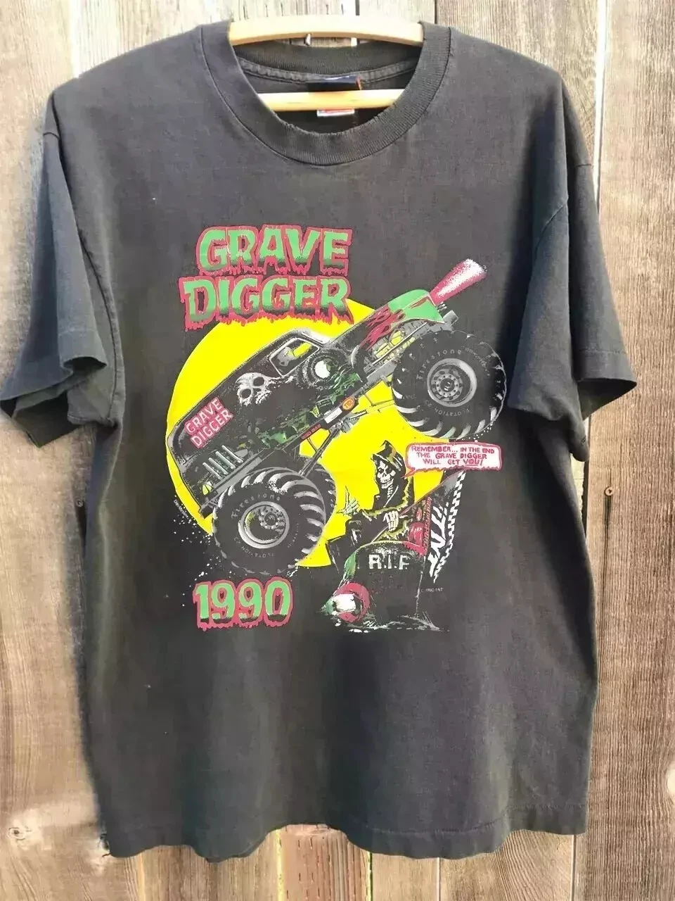 

Grave Digger 1990 Vtg Retro Racing Charcoal Unisex T shirt Men Women Short Sleeve Shirt Men Women Summer Crew Neck Cotton Tee