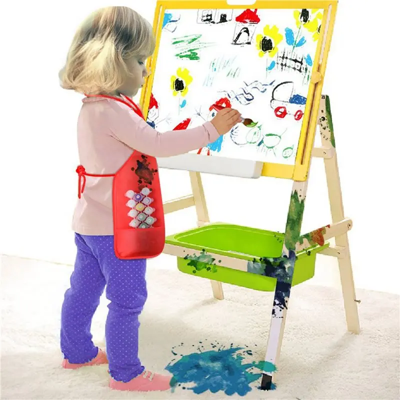 AS60-48 Pack 6 Color Kids Aprons Children Painting Aprons Kids Art Smocks With 2 Roomy Pockets (Brushes Not Included)