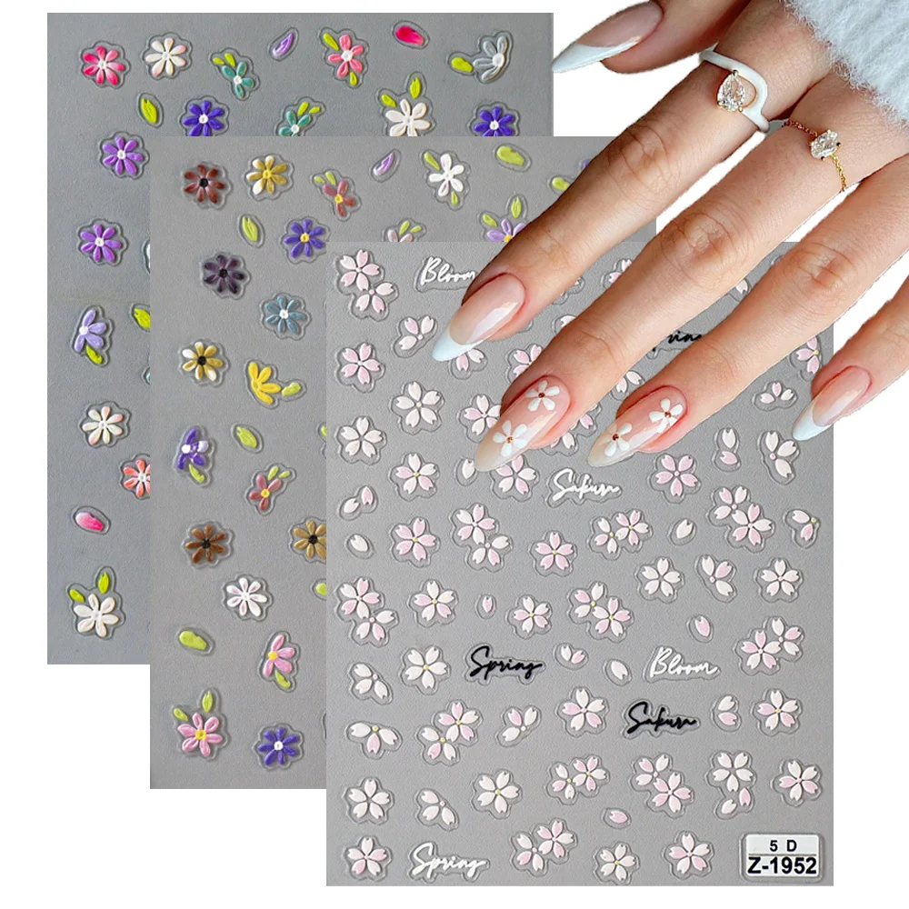 

Spring French Tiny Flower Design Nail Stickers 2025 IG Trend Simple Easy DIY Nail Art Decoration Perfect for Home Use